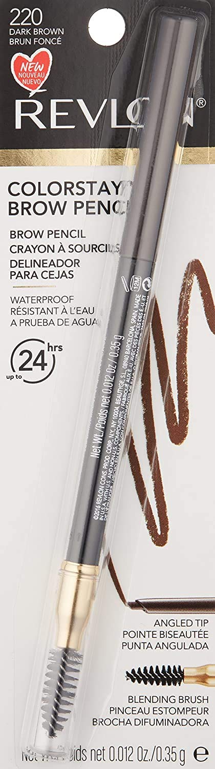 Revlon ColorStay Waterproof Natural Eyebrow Color Pencil, 220 Dark Brown