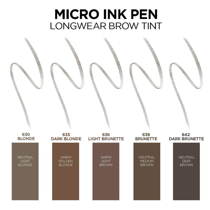 L'Oreal Paris Micro Ink Pen by Brow Stylist, Longwear Brow Tint - 633 Dark Blonde, 0.033 fl oz.