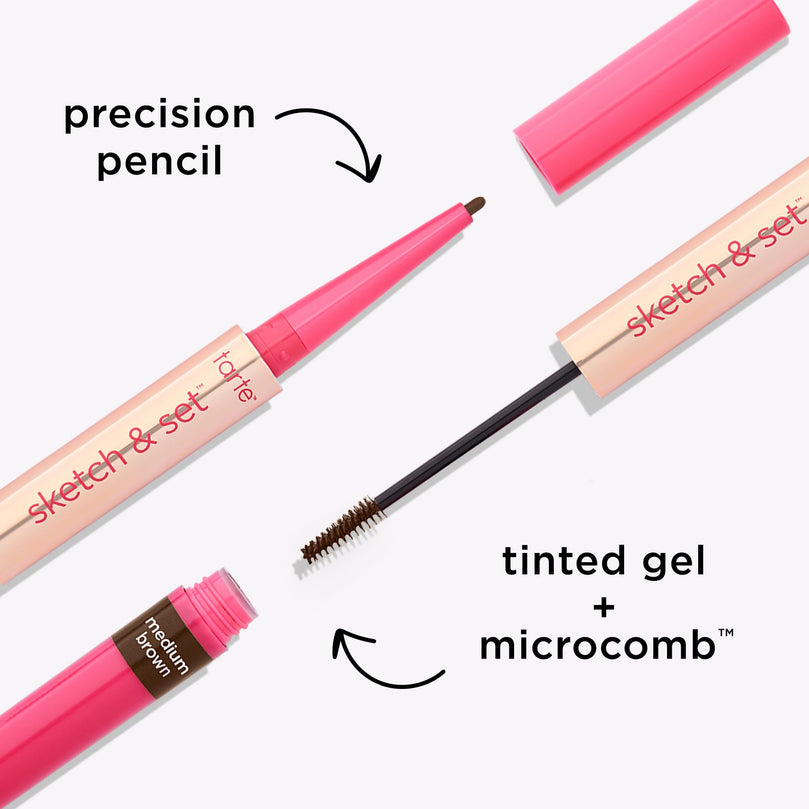 tarte big ego sketch and set brow pencil and tinted gel - dark brown - full size