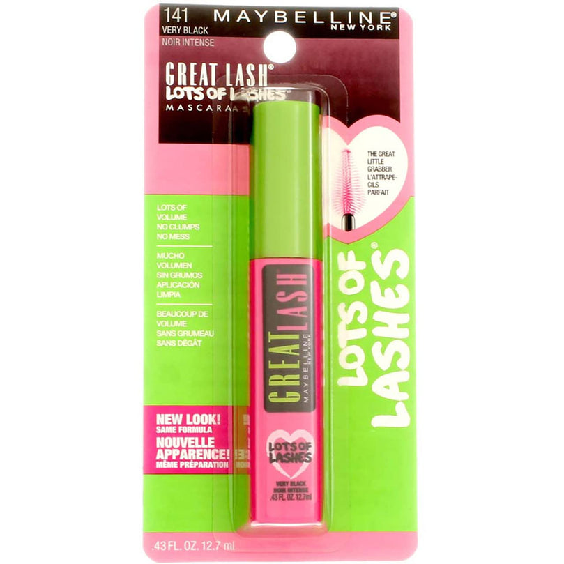 Maybelline Great Lash Lots of Lashes Washable Mascara 141 Very Black .43 Ounces (Pack of 3)