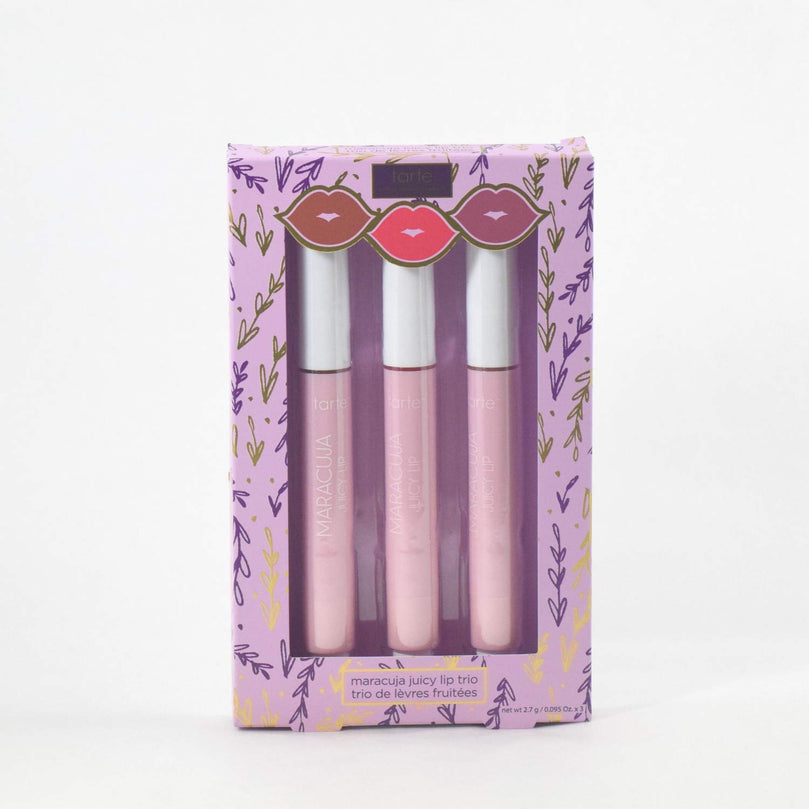 Tarte Maracuja Juicy Lip Balm Trio Holiday Makeup Pack - Buttered Rum, Merry Martini, Holiday Spritz