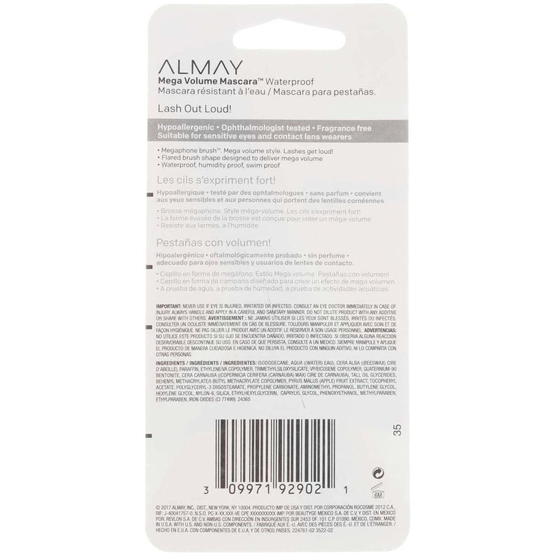 Almay Mega Volume Waterproof Mascara 040 Black 0.34 Fl Oz