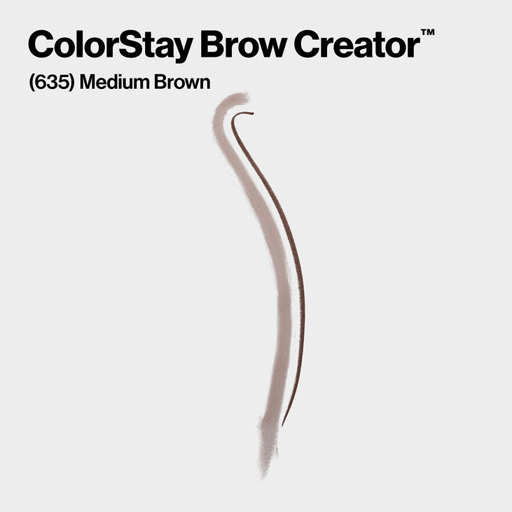Revlon ColorStay Brow Creator 2-in-1 Eye Makeup with Spoolie 635 Medium Brown, 0.23 Oz