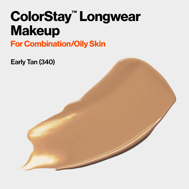 Revlon ColorStay Liquid Foundation Makeup, Matte Finish, Combination/Oily Skin, SPF 15, 340 Early Tan, 1 fl oz
