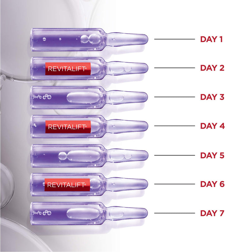 L'Oreal Paris Revitalift Derm Intensives Hyaluronic Acid Serum Ampoules 7 Day Boost Pure Hyaluronic Acid Anti-Aging Ampoules to visibly replump skin in 7 days, 7 Ampoules, 0.28 fl; oz.