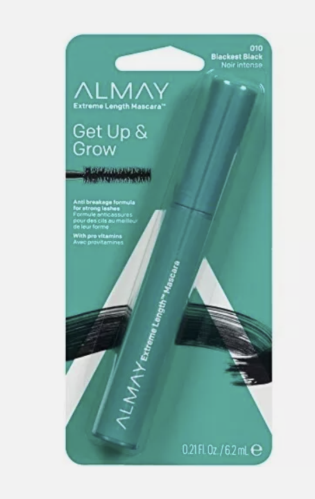 Almay Extreme Length Mascara, Blackest Black, Ophthalmologist Tested, Fragrance Free, Hypoallergenic, 0.21 oz