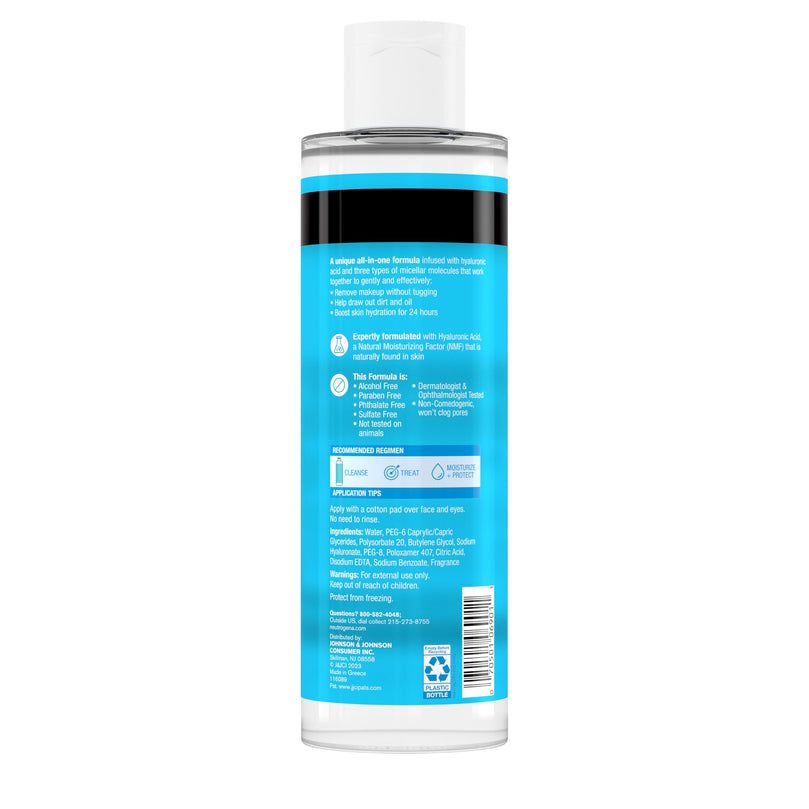 Neutrogena Hydro Boost Micellar Water with Hydrating Hyaluronic Acid, Micellar Cleansing Water for Sensitive Skin Removes Makeup, Dirt & Oil, Non-Comedogenic & Alcohol-Free, 13.5 fl. oz