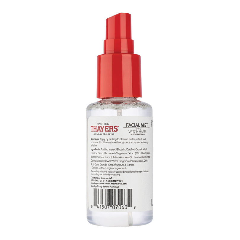 Thayers Rose Petal Witch Hazel Travel Size Face Mist, 3 oz