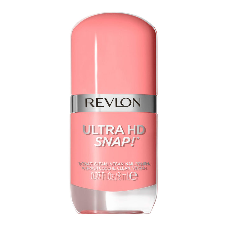 REVLON Ultra HD Snap Nail Color, Natural Rich Glossy Polish, 100% Vegan Formula, No Base or Top Coat Needed, 027 Think Pink, 0.27 fl oz