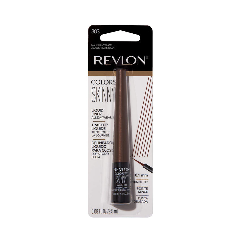 Revlon ColorStay Skinny Liquid Eyeliner, Waterproof, Smudgeproof, Longwearing Eye Makeup with Ultra-fine Tip, Mahogany Flame, 0.08 oz