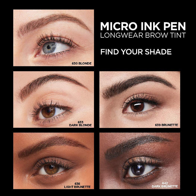L'Oreal Paris Micro Ink Pen by Brow Stylist, Longwear Brow Tint - 633 Dark Blonde, 0.033 fl oz.