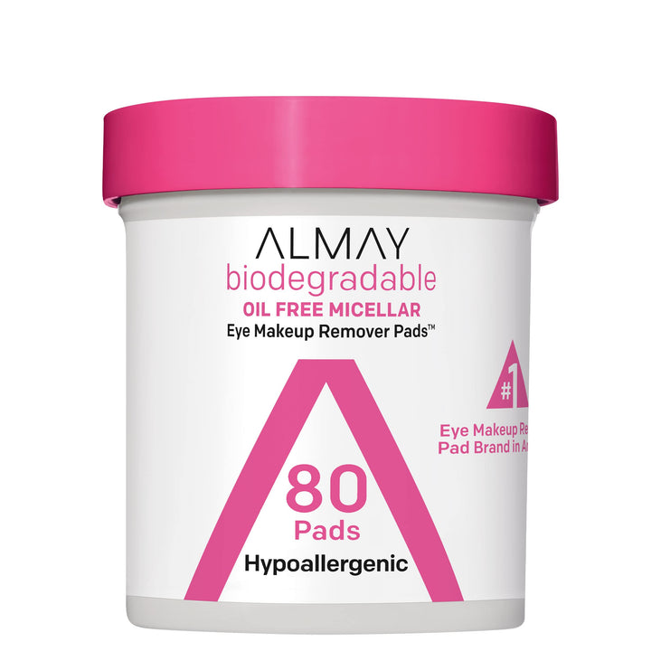 Almay Biodegradable Oil Free Micellar Eye Makeup Remover Pads, 80 Count