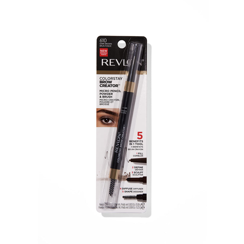 Revlon ColorStay Brow Creator Waterproof Natural Eyebrow Color Pencil, 610 Dark Brown