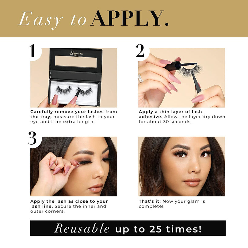 Lilly Lashes Premium Synthetic Lashes Chicago, Fake Eyelashes Natural Look, Flare Wispy Lash, False Lashes, Vegan Strip Lash, Reusable Up to 10 Wears, 15mm