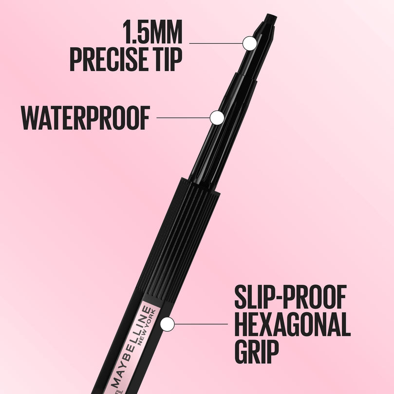 Maybelline Eyestudio Hyper Easy No Slip Pencil Eyeliner Makeup, Black, 0.021 oz.