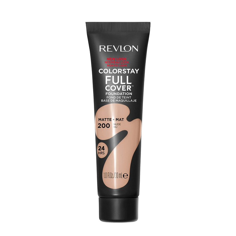 Revlon ColorStay Full Coverage Cream Foundation Makeup, Matte Finish, 200 Nude, 1.0 fl oz