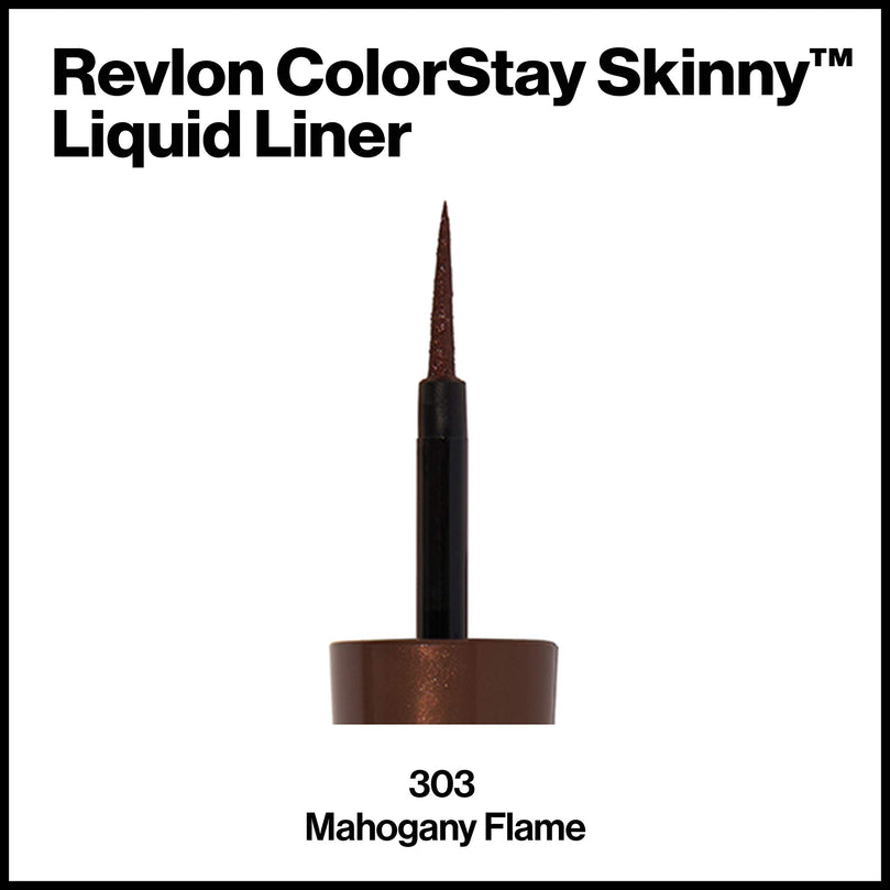 Revlon ColorStay Skinny Liquid Eyeliner, Waterproof, Smudgeproof, Longwearing Eye Makeup with Ultra-fine Tip, Mahogany Flame, 0.08 oz