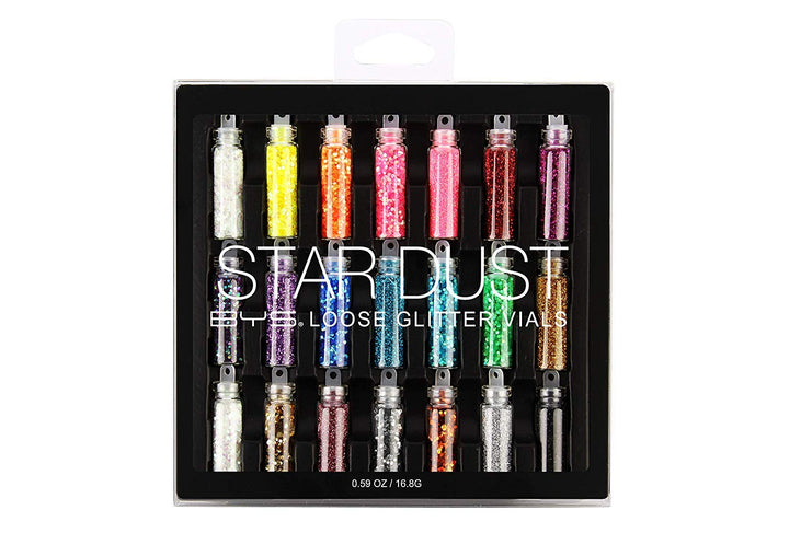 BYS Star Dust Glitter Vials - 21-Piece Loose Glitters Collection - Halloween, Art, Body Decoration, Beauty, Makeup Use