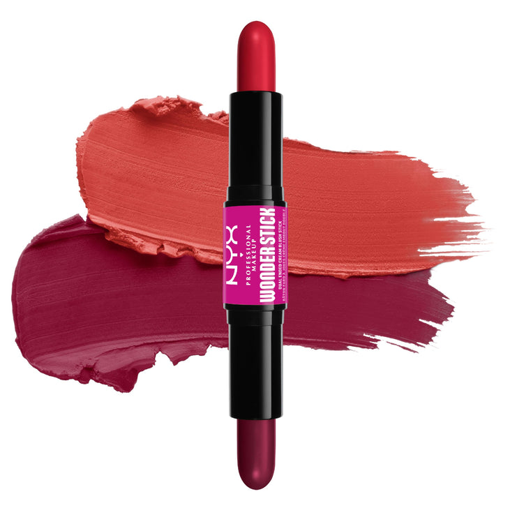 NYX PROFESSIONAL MAKEUP Wonder Stick Blush with Hydrating Hyaluronic Acid, Dual-Ended Cream Blush Stick - Bright Amber & Fuchsia
