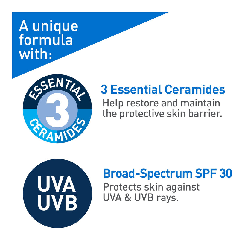 CeraVe Ultra-light Face Moisturizer with SPF 30. Hyaluronic Acid face sunscreen lotion for Men & Women, Normal to Oily & sensitive skin. Fragrance-Free, Oil-Free, Non-Comedogenic, Travel Size 50ML