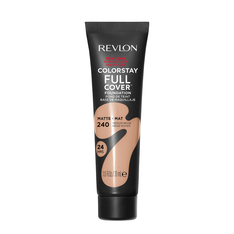 Revlon ColorStay Full Coverage Cream Foundation Makeup, Matte Finish, 240 Medium Beige, 1.0 fl oz