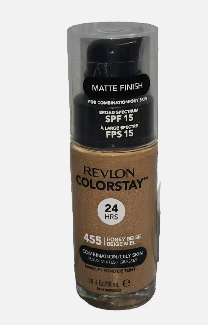 Revlon Liquid Foundation, ColorStay Face Makeup for Combination & Oily Skin, SPF 15 - Honey Beige (455), 1.0 oz