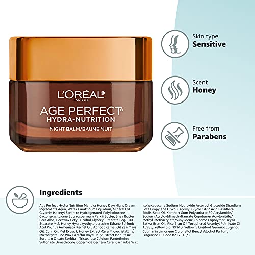 L'Oreal Paris Age Perfect Hydra Nutrition Night Balm, Firming Moisturizer, 1.7 oz