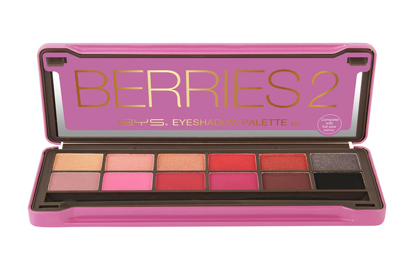 BYS Berries 2 Eyeshadow Palette, 12 Color Collection in Tin Kit with Mirror - Highly Pigmented Matte & Metallic Shades