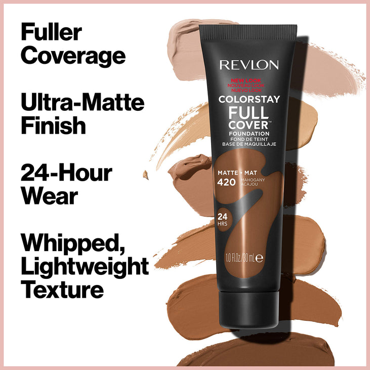 Revlon ColorStay Full Coverage Cream Foundation Makeup, Matte Finish, 110 Ivory, 1.0 fl oz