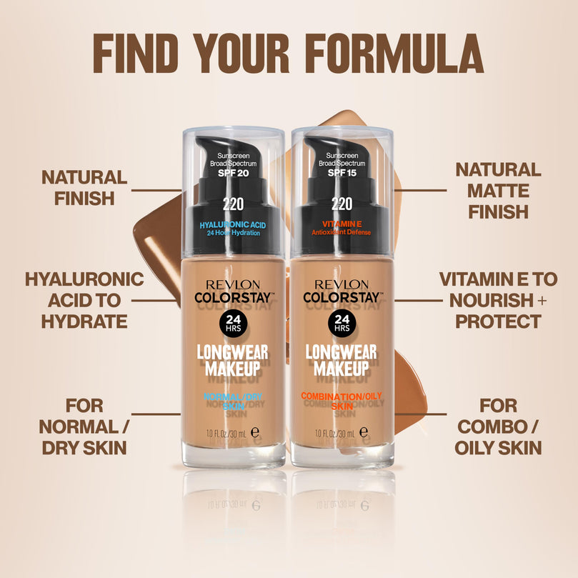 Revlon ColorStay Liquid Foundation Face Makeup for Combination & Oily Skin - 220 Natural Beige 1 Fl Oz