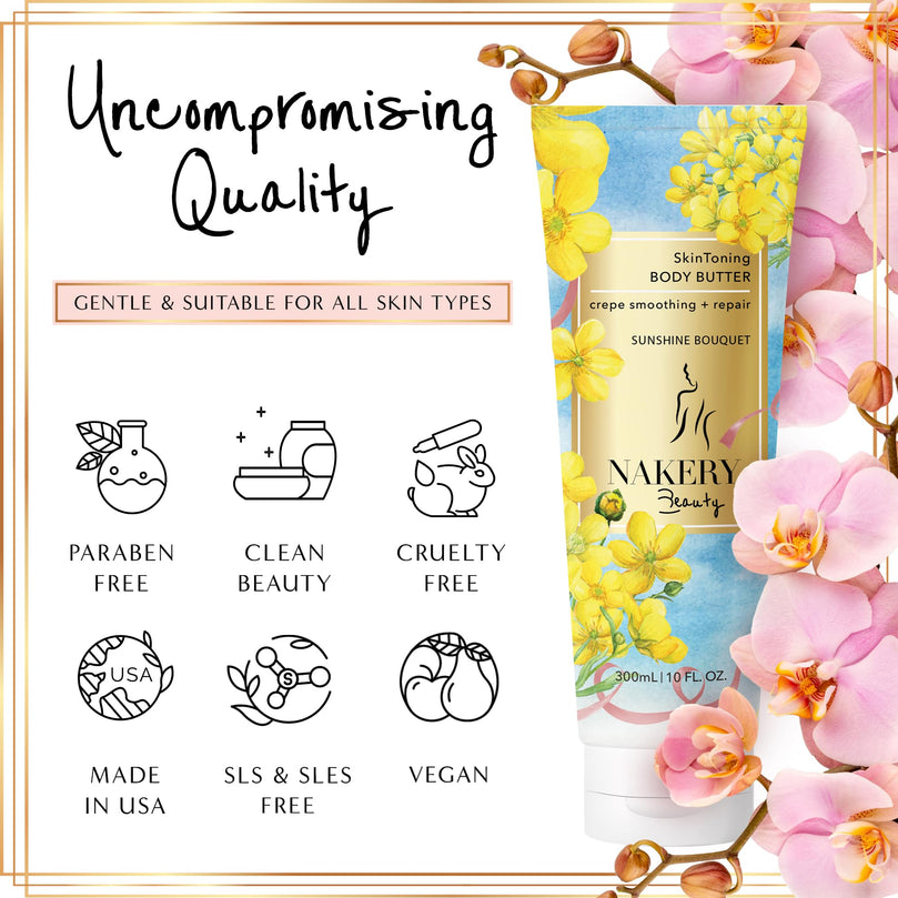 Nakery Body Butter Anti Aging Moisturizer - Body Cream Skin Tightening Cream & Neck Firming Cream, Moisturizing Cream & Neck Tightening Cream for Body & Face Cream for Dry Skin 300m (Sunshine Bouquet)