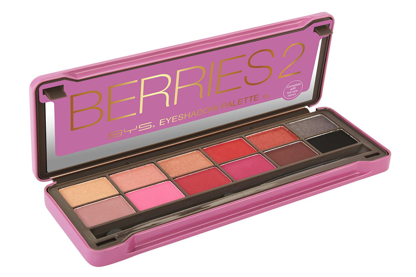 BYS Berries 2 Eyeshadow Palette, 12 Color Collection in Tin Kit with Mirror - Highly Pigmented Matte & Metallic Shades