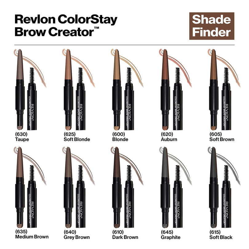 Revlon ColorStay Brow Creator 2-in-1 Eye Makeup with Spoolie 635 Medium Brown, 0.23 Oz