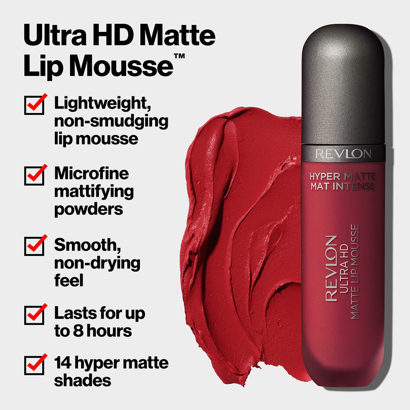 Revlon Ultra HD Lip Mousse Hyper Matte, Liquid Cream-like Lipstick, 0.16 oz, 810 Sunset