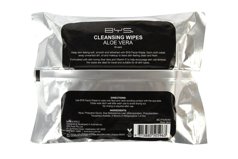 BYS Makeup Remover Cleansing Wipes with Aloe Vera and Vitamin E for Face and Eyes - 25 Pack