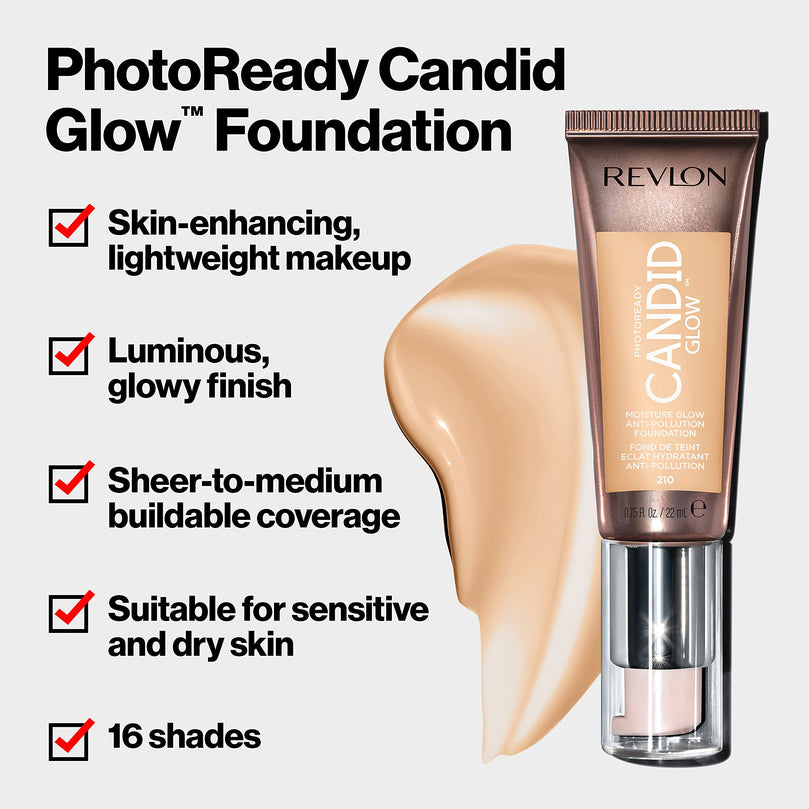 Revlon Photoready Candid Moisture Glow Anti-Pollution Foundation - 350 Natural Tan, 0.75 oz