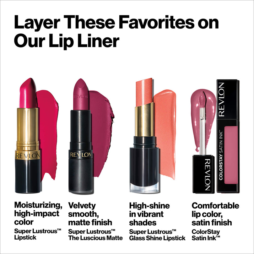 Revlon Lip Liner, Colorstay Face Makeup with Built-in-Sharpener, Longwear Rich Lip Colors, Smooth Application, 677 Fuchsia