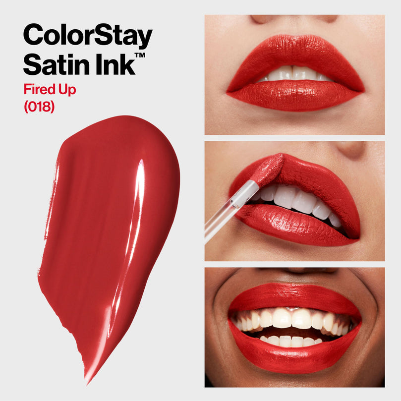 Revlon ColorStay Satin Ink Long Lasting Lipstick with Vitamin E, 018 Fired Up