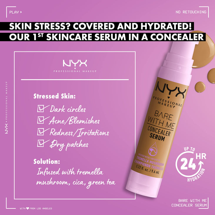 NYX PROFESSIONAL MAKEUP Bare With Me Concealer Serum, Up To 24Hr Hydration - Caramel