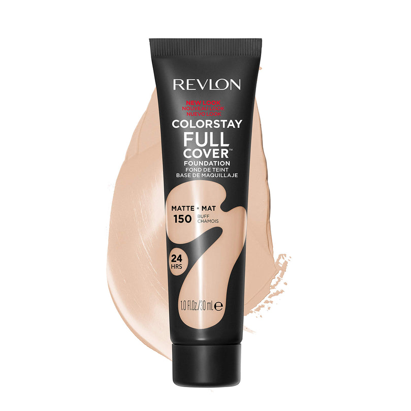 Revlon ColorStay Full Coverage Cream Foundation Makeup, Matte Finish, 150 Buff, 1.0 fl oz