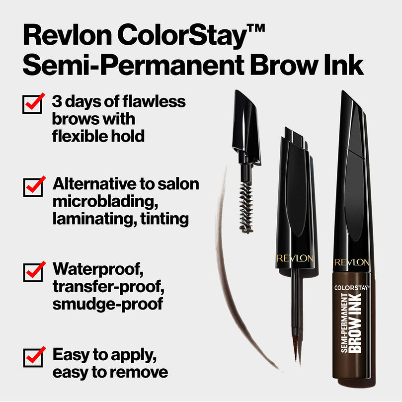 Revlon ColorStay 5-in-1 Semi-Permanent Brow Ink with Spoolie Brush - 352 Soft Brown Ink 0.09 fl oz