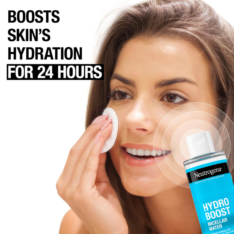 Neutrogena Hydro Boost Micellar Water with Hydrating Hyaluronic Acid, Micellar Cleansing Water for Sensitive Skin Removes Makeup, Dirt & Oil, Non-Comedogenic & Alcohol-Free, 13.5 fl. oz