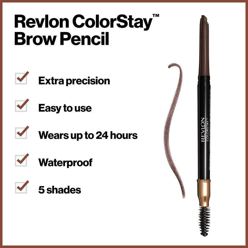 Revlon ColorStay Waterproof Natural Eyebrow Color Pencil, 220 Dark Brown