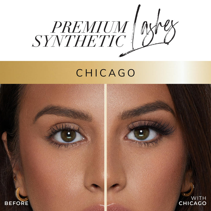 Lilly Lashes Premium Synthetic Lashes Chicago, Fake Eyelashes Natural Look, Flare Wispy Lash, False Lashes, Vegan Strip Lash, Reusable Up to 10 Wears, 15mm