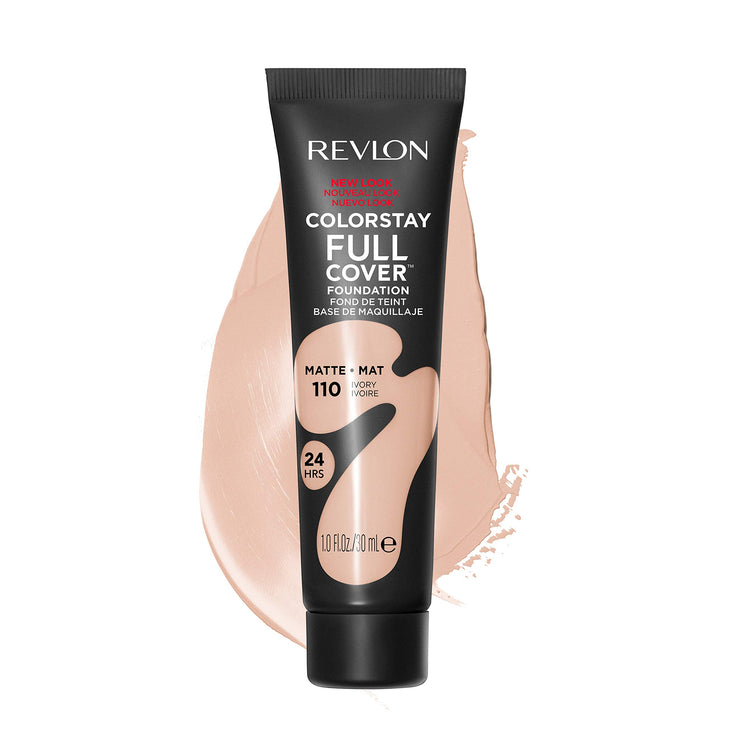 Revlon ColorStay Full Coverage Cream Foundation Makeup, Matte Finish, 110 Ivory, 1.0 fl oz