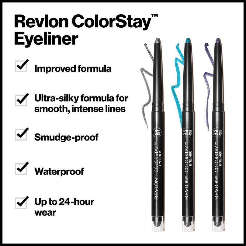 Revlon ColorStay Waterproof Eyeliner Pencil, 24HR Wear, Built-in Sharpener, 201 Black, 0.01 oz