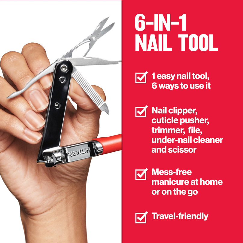 Revlon All in One Stainless Steel Fingernail Clipper, Silver, 1 Count