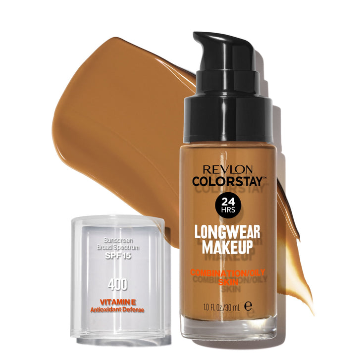 Revlon ColorStay Liquid Foundation Makeup, Matte Finish, Combination/Oily Skin, SPF 15, 400 Caramel, 1 fl oz
