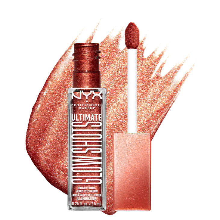 NYX PROFESSIONAL MAKEUP Ultimate Glow Shots, Liquid Eyeshadow, Long-Lasting Shimmer Eye Shadow with Vitamin C - Clementine Fine