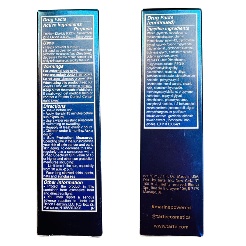 Tarte Rainforest of the Sea Water Foundation, Broad Spectrum SPF 15 Sunscreen, 29N Light Medium Neutral